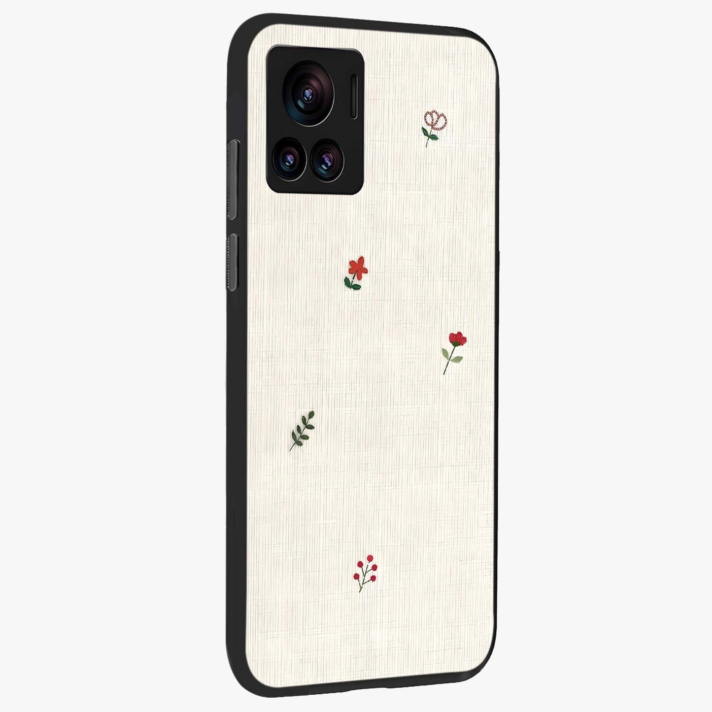 Minimalistic Blue With White Flower Pattern Glass Case upright view showcasing clean white flower artwork with calming blue theme.