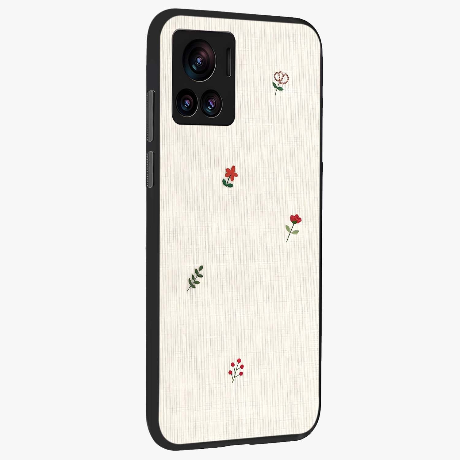 Minimalistic Blue With White Flower Pattern Glass Case upright view showcasing clean white flower artwork with calming blue theme.