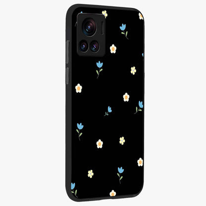 Minimal Petal Whispers Glass Case upright view showcasing elegant floral artwork with modern minimalist style.