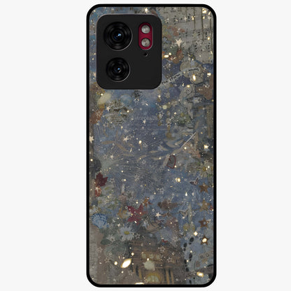 Aesthetic Astrolophia Glass Case showing flat back view with dreamy aesthetic design and glossy glass finish.