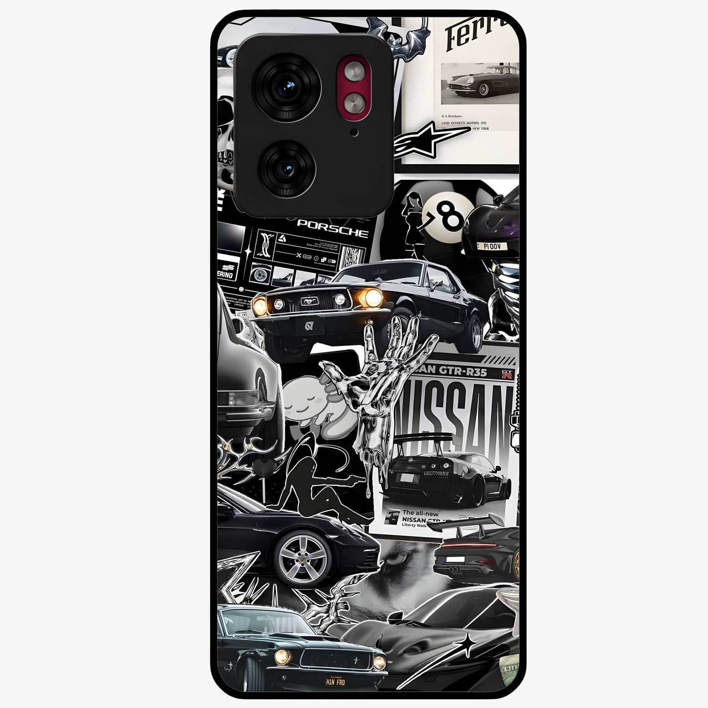 Aesthetic Dark Love Glass Case showing flat back view with dark romantic artwork and glossy glass finish.