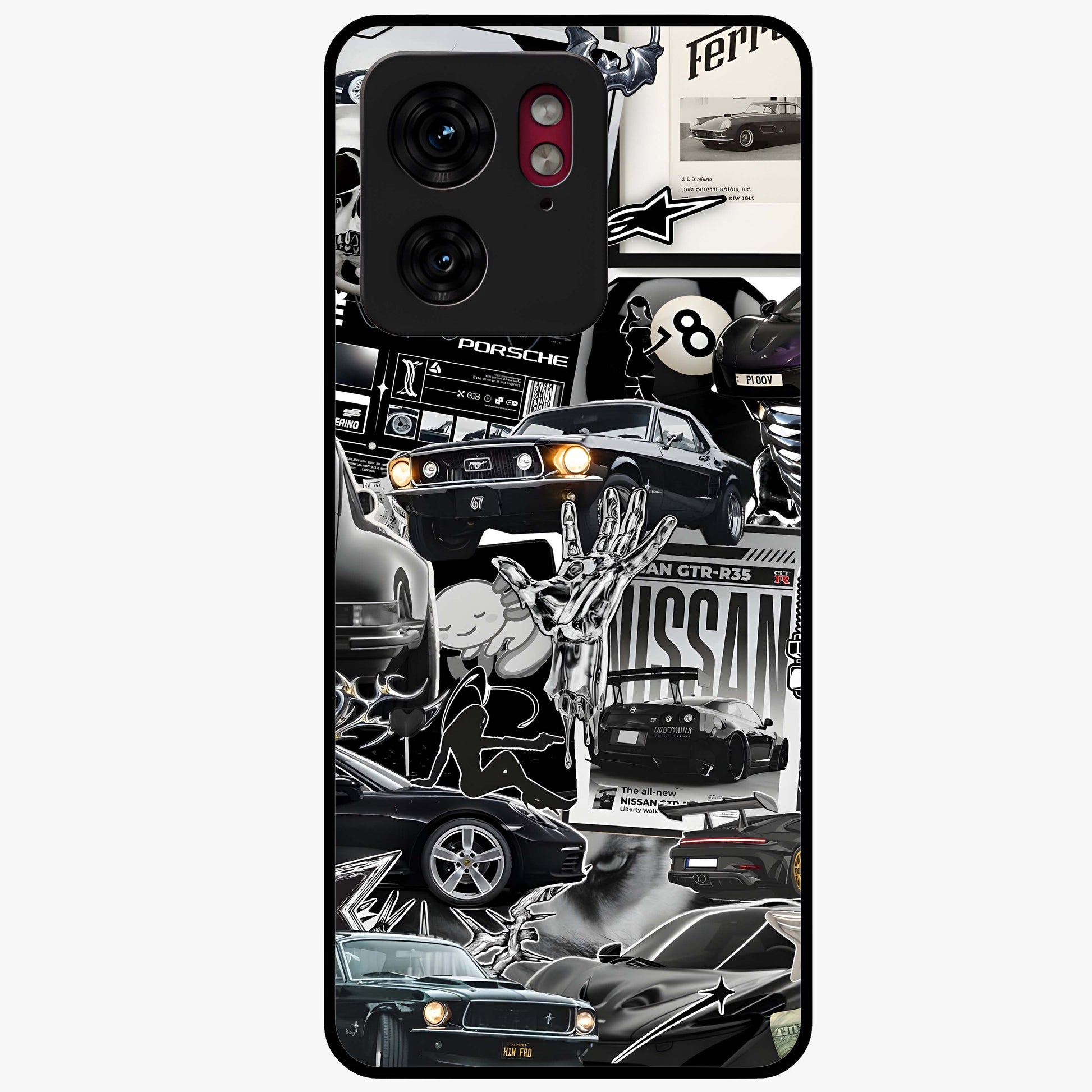 Aesthetic Dark Love Glass Case showing flat back view with dark romantic artwork and glossy glass finish.