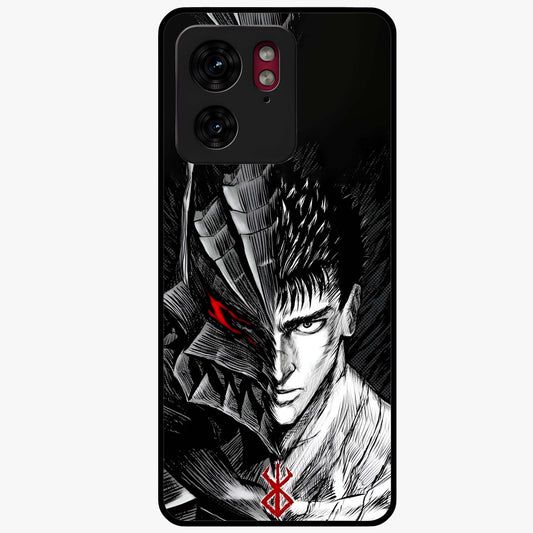 Berserker Blood Oath Glass Case showing flat back view with fierce warrior inspired artwork and glossy glass finish.