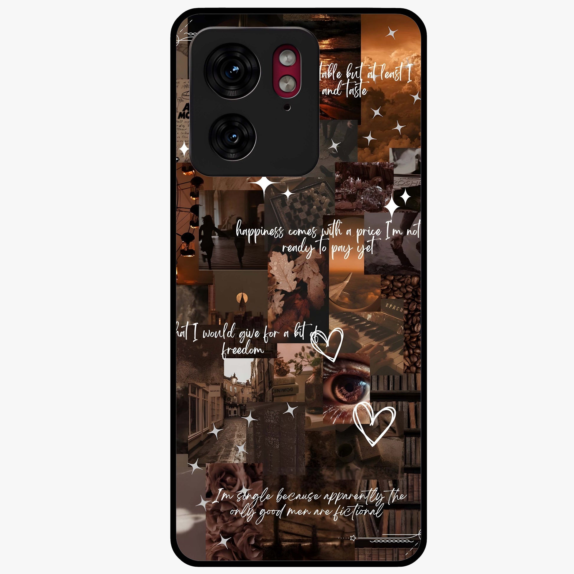 Bittersweet Aesthetic Chaos Glass Case showing flat back view with artistic chaotic aesthetic design and glossy glass finish.