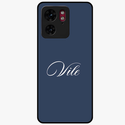 Blue Background Personalized Custom Name Glass Case showing flat back view with minimal blue background and custom name design.
