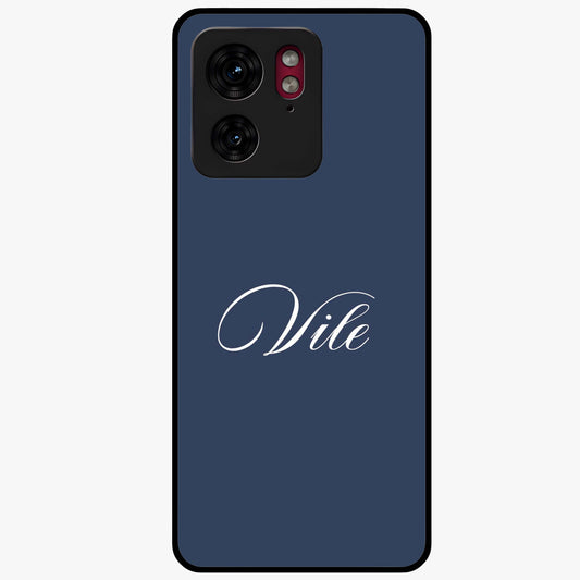 Blue Background Personalized Custom Name Glass Case showing flat back view with minimal blue background and custom name design.