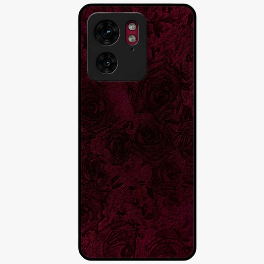 Crimson Fade Flow Glass Case showing flat back view with flowing crimson gradient artwork and glossy glass finish.