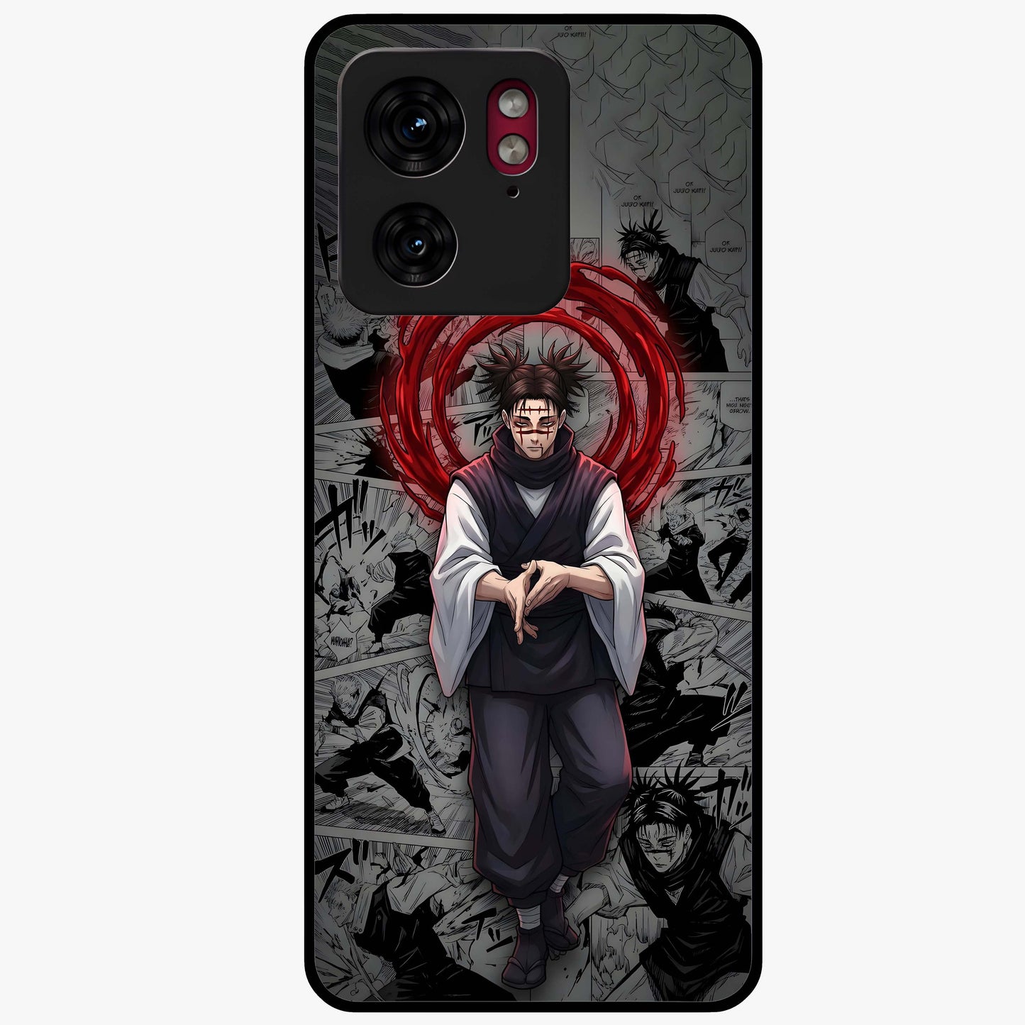 Cursed Ritual Ascension Glass Case showing flat back view with dark ritual themed artwork and glossy glass finish.