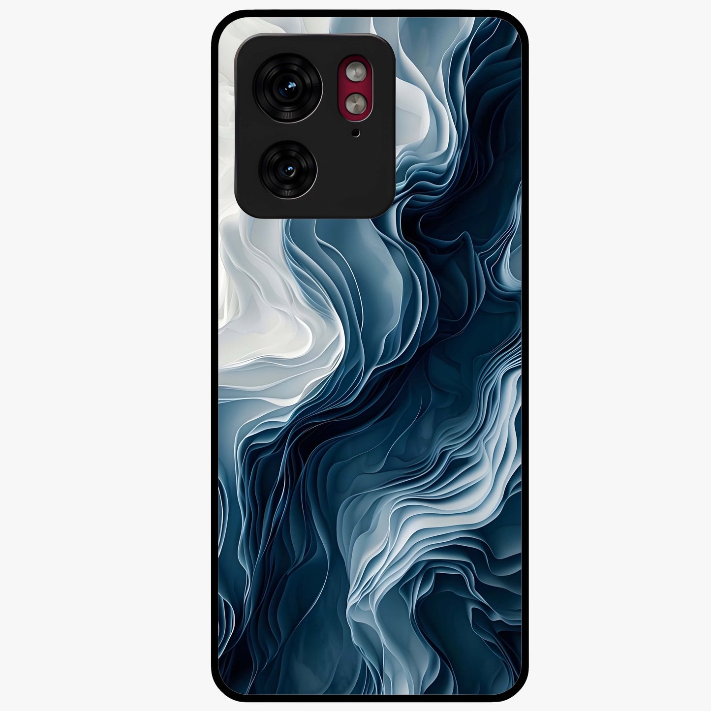 Ethereal Paper Marble Glass Case showing flat back view with soft marble paper texture artwork and glossy glass finish.