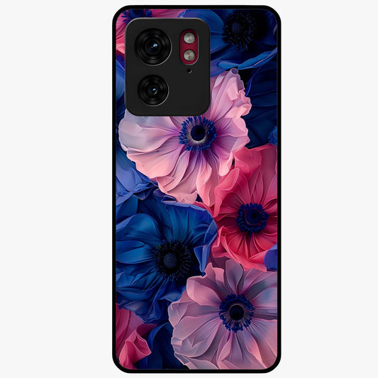 Flower Paper Art Pattern Glass Case showing flat back view with paper cut style floral artwork and glossy glass finish.