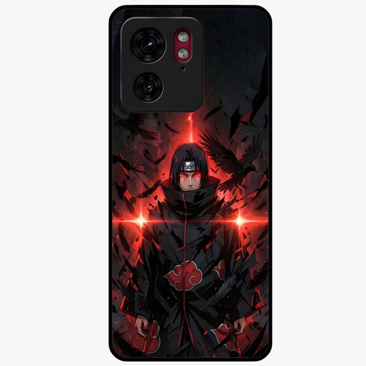 Focused Blade Discipline Glass Case showing flat back view with warrior sword themed artwork and glossy glass finish.