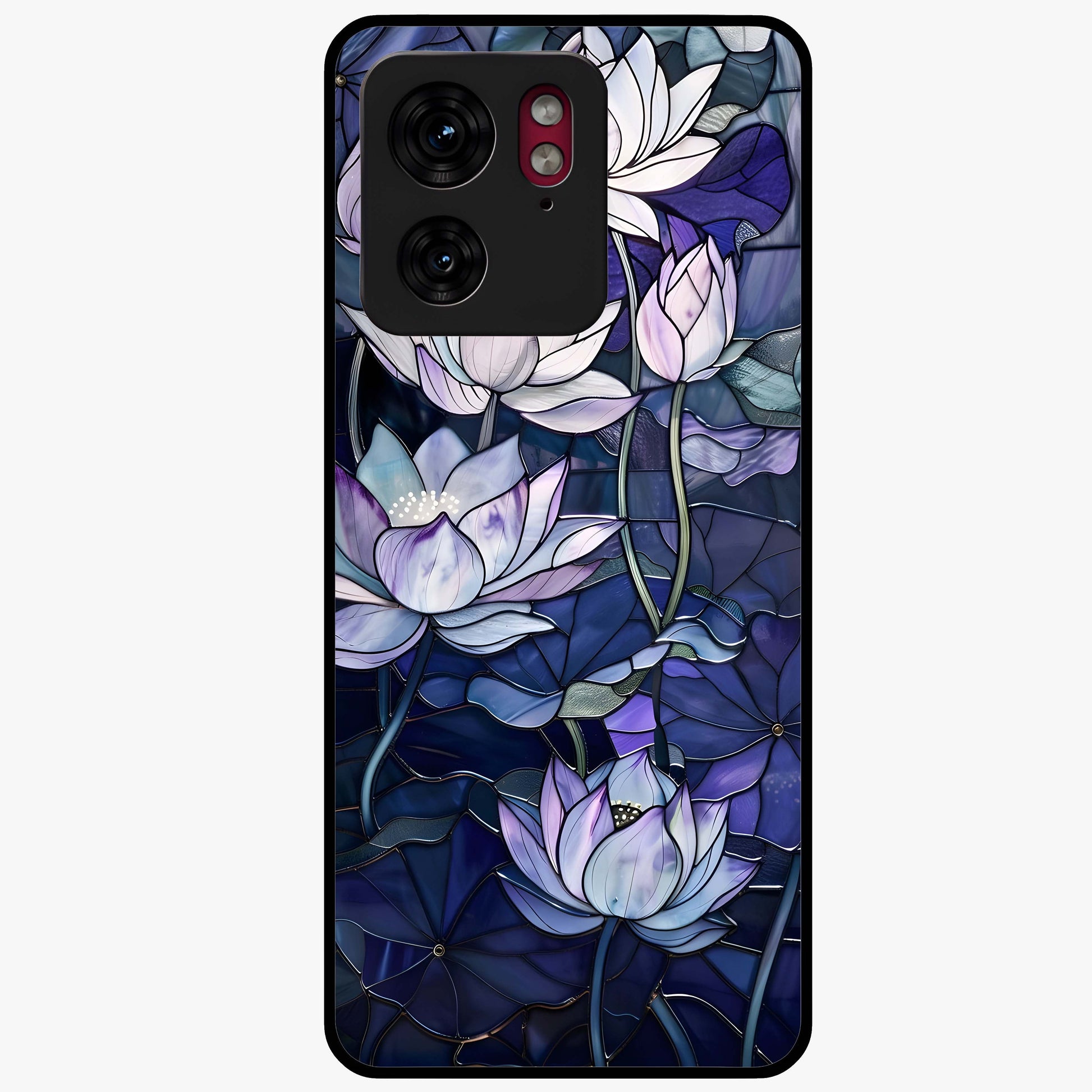 Gloss Petal Rush Glass Case showing flat back view with glossy flower petal artwork and smooth glass finish.
