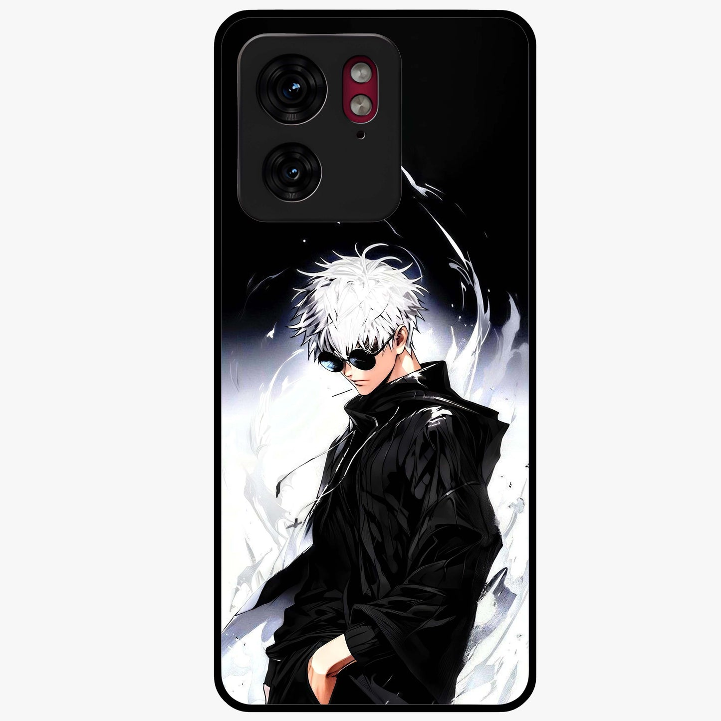 Limitless Shadow King Glass Case showing flat back view with powerful shadow warrior artwork and glossy glass finish.