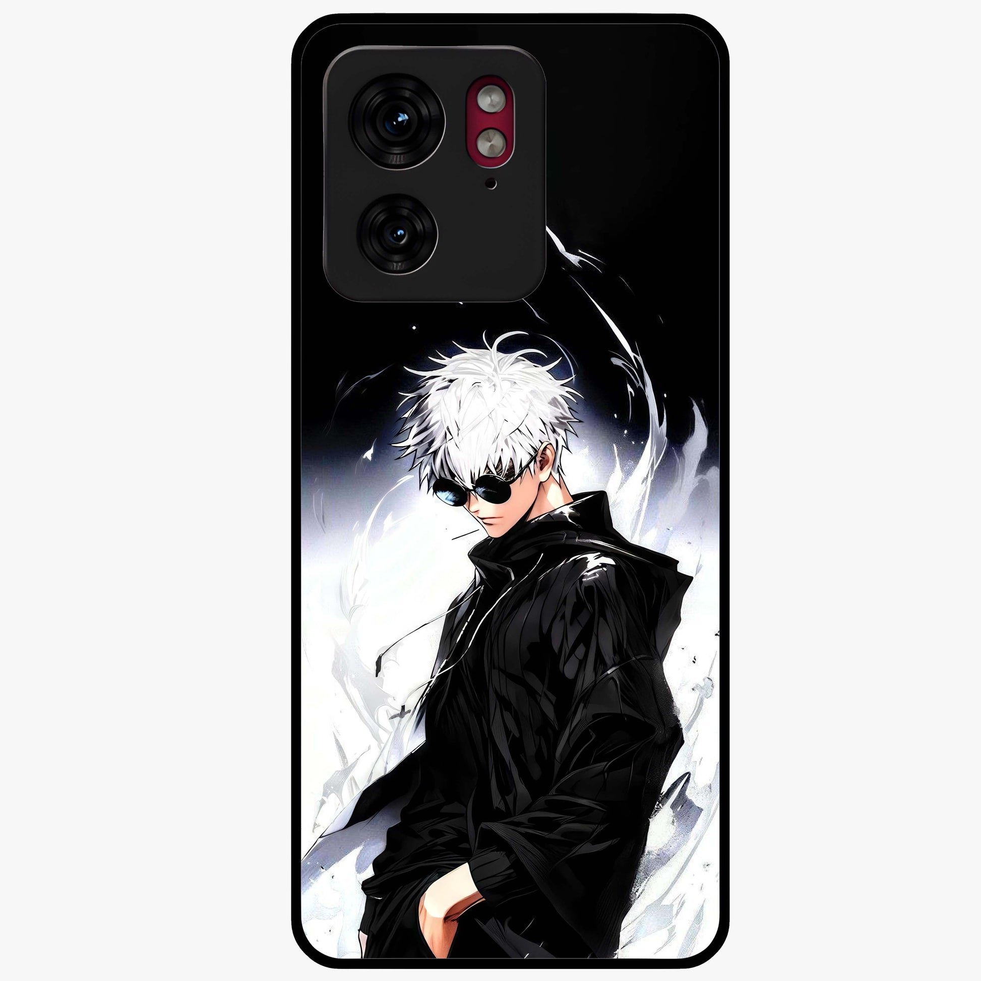 Limitless Shadow King Glass Case showing flat back view with powerful shadow warrior artwork and glossy glass finish.