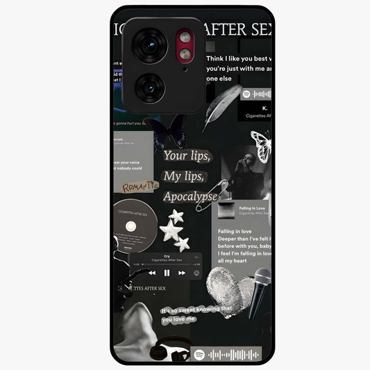 Midnight Love Echo Glass Case showing flat back view with romantic midnight themed artwork and glossy glass finish.