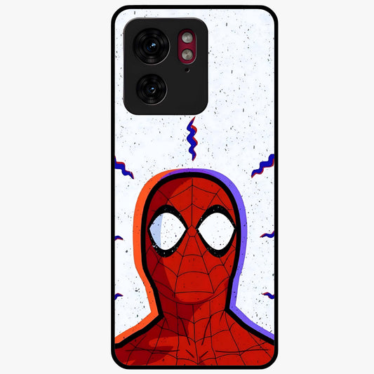 Omg Spiderman Glass Case showing flat back view with bold superhero inspired artwork and glossy glass finish.