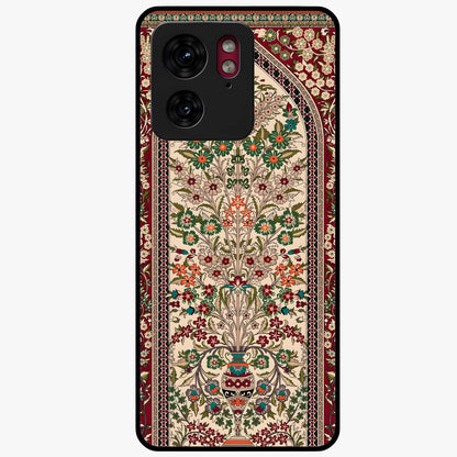Persian Inspired Glass Case showing flat back view with ornate Persian style pattern artwork and glossy glass finish.