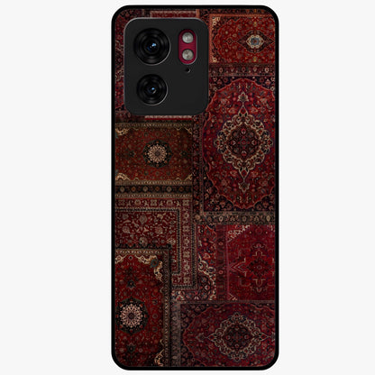 Persian Velvet Tale Glass Case showing flat back view with luxurious Persian velvet pattern artwork and glossy glass finish.