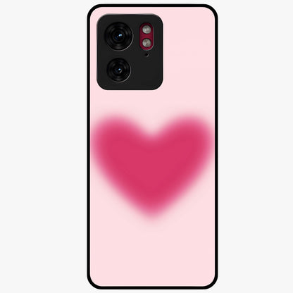 Pink Aura Heart Glass Case showing flat back view with glowing heart artwork and glossy glass finish.
