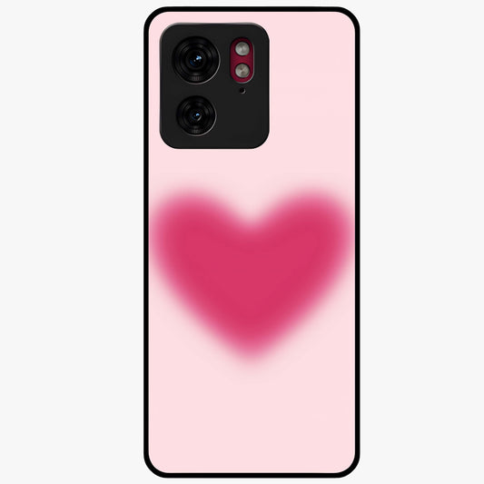 Pink Aura Heart Glass Case showing flat back view with glowing heart artwork and glossy glass finish.