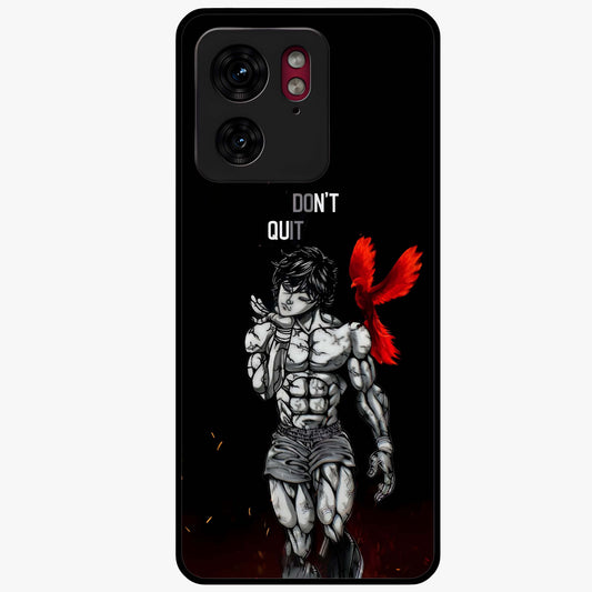 Rise Beyond Limits Glass Case showing flat back view with motivational typography artwork and glossy glass finish.