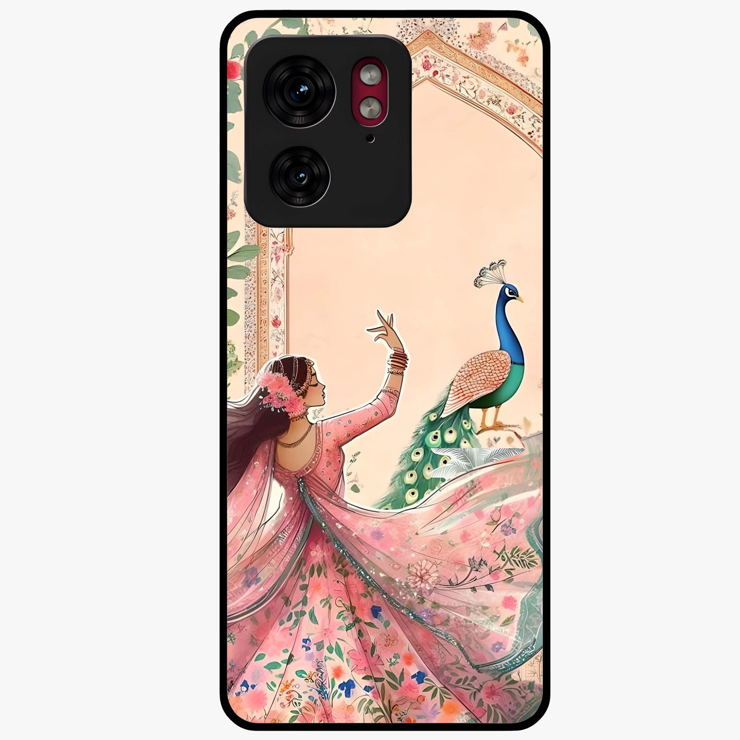 Royal Grace Muse Glass Case showing flat back view with elegant artistic artwork and glossy glass finish.