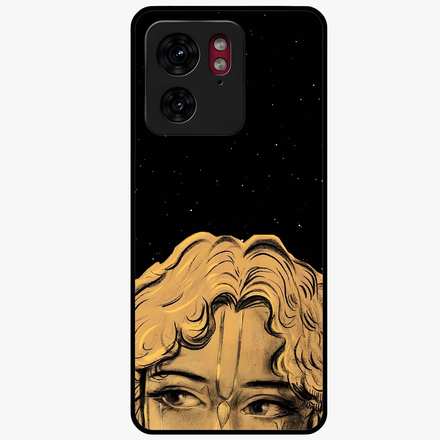 Shri Krishna Art Glass Case showing flat back view with devotional Krishna artwork and glossy glass finish.