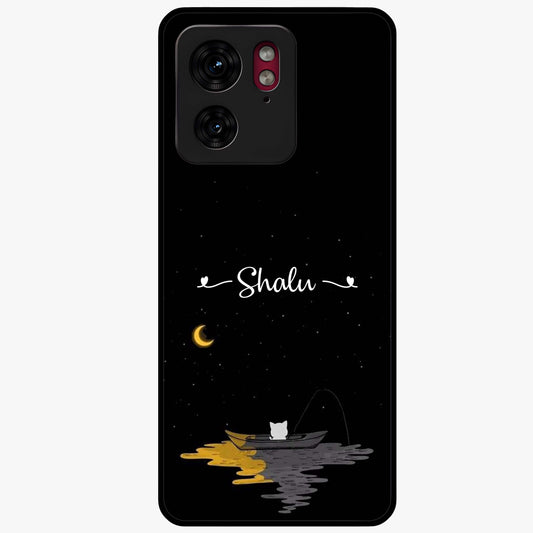 Silent Night Row Glass Case showing flat back view with calm night themed artwork and glossy glass finish.