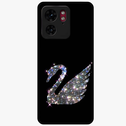 Starlit Swan Grace Glass Case showing flat back view with graceful swan artwork under starry sky and glossy glass finish.