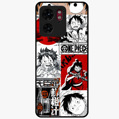 Strawhat Chaos Panels Glass Case showing flat back view with anime inspired chaos panel artwork and glossy glass finish.