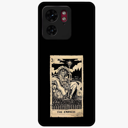 The Empress Glass Case showing flat back view with regal feminine artwork and glossy glass finish.