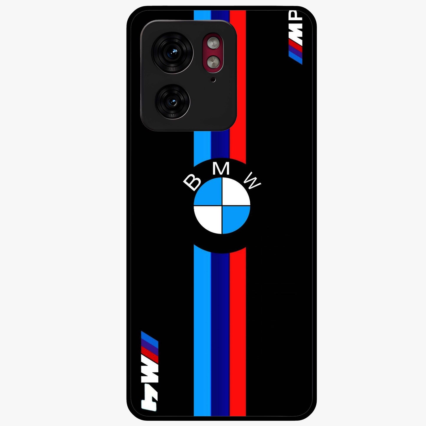 Turbo BMW Beast Glass Case showing flat back view with high performance sports car artwork and glossy glass finish.