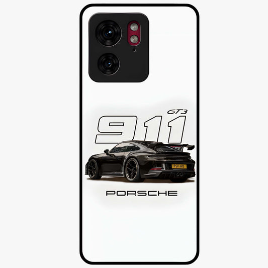 Turbo Legacy Icon Glass Case showing flat back view with iconic sports car inspired artwork and glossy glass finish.