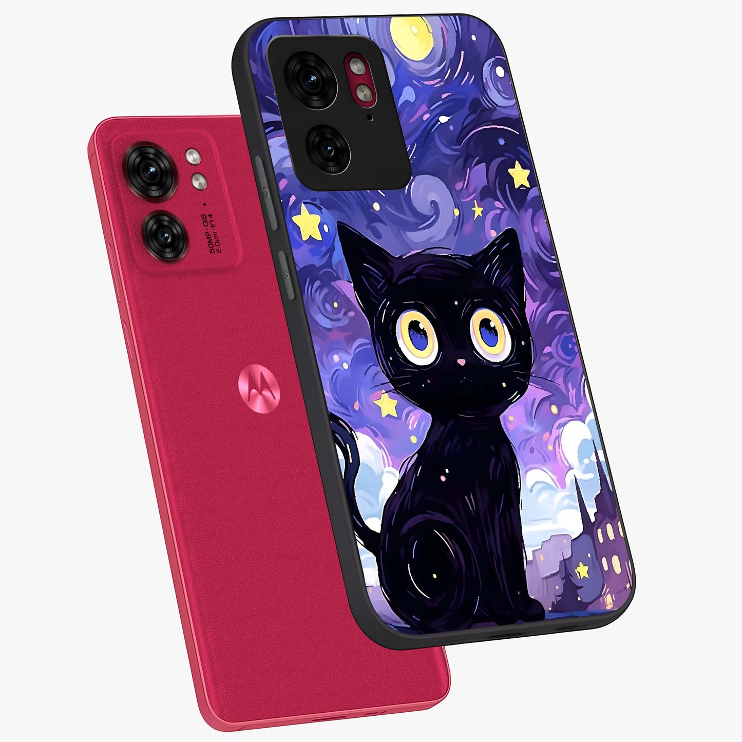 Abstract Cat Art Glass Case displayed in angled mockup highlighting modern abstract cat artwork and sleek glass surface.
