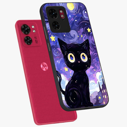Abstract Cat Art Glass Case displayed in angled mockup highlighting modern abstract cat artwork and sleek glass surface.