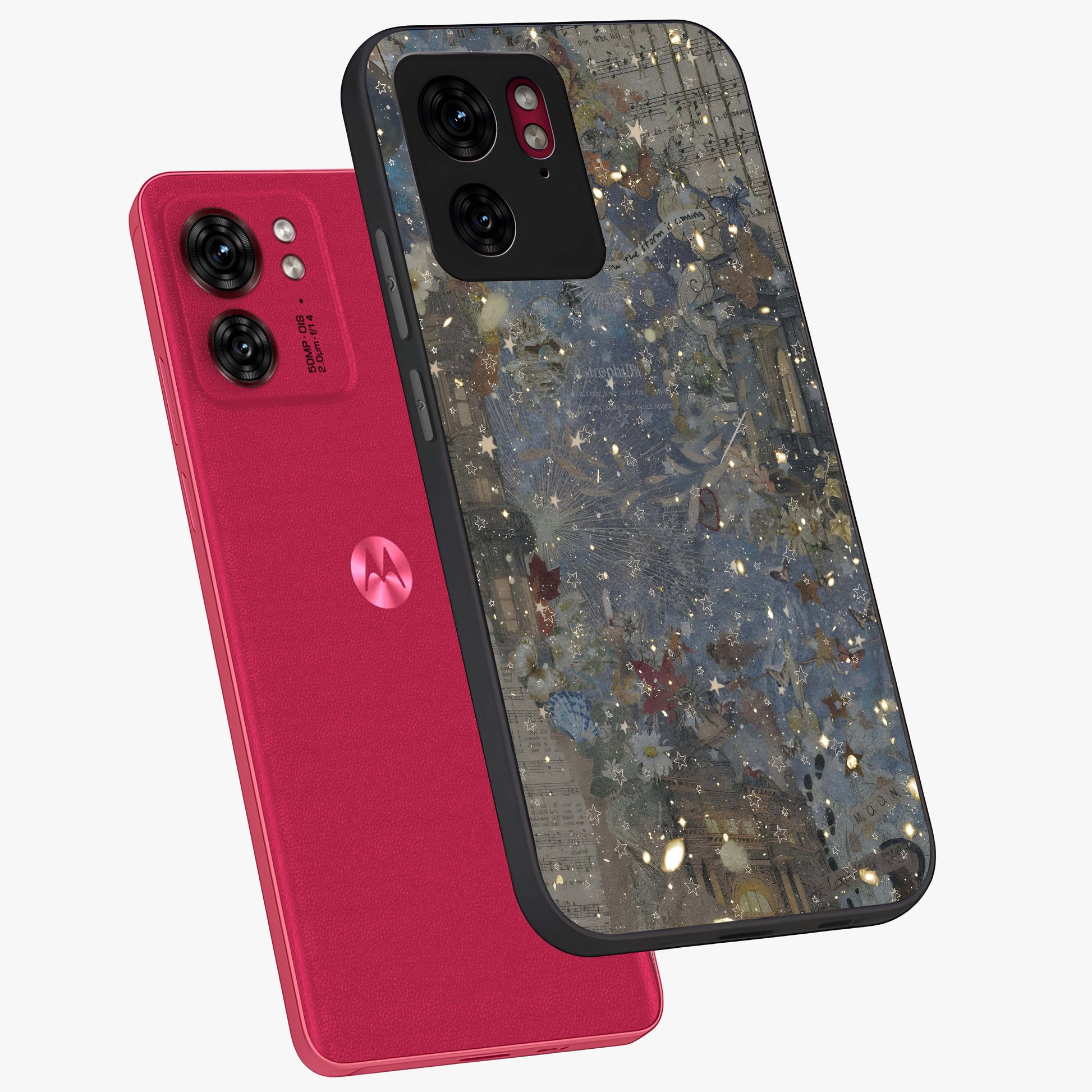 Aesthetic Astrolophia Glass Case displayed in angled mockup highlighting artistic aesthetic elements and smooth glass surface.