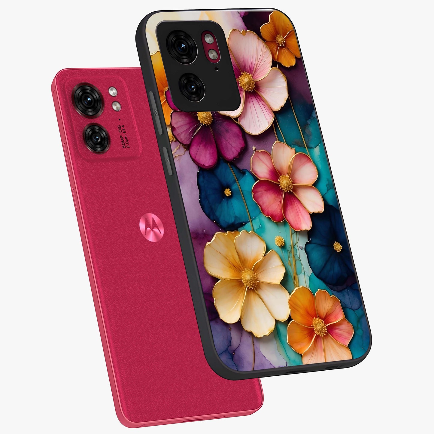 Artlyn Grace Flower Pattern Glass Case displayed in angled mockup highlighting delicate flower pattern design and smooth glass surface.