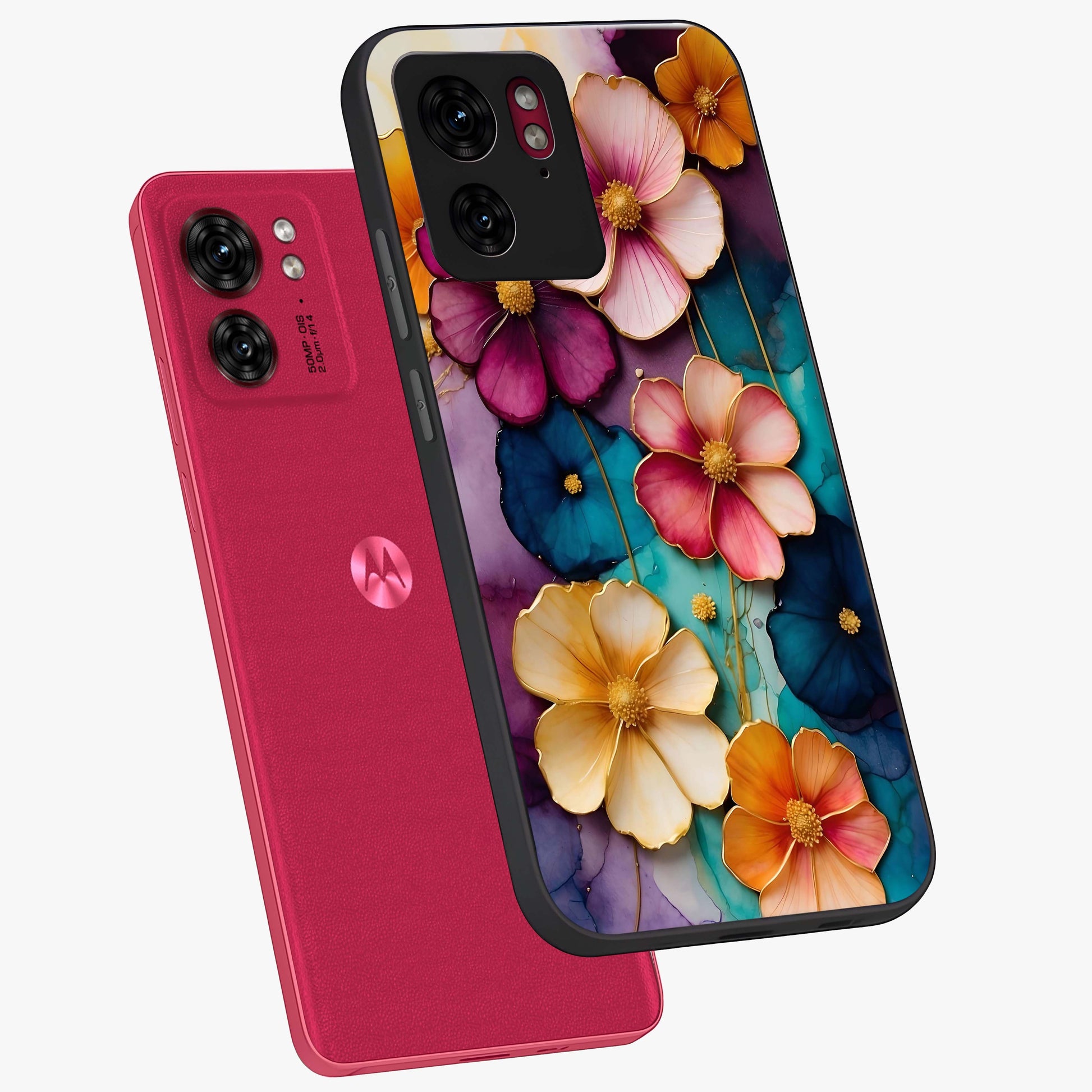 Artlyn Grace Flower Pattern Glass Case displayed in angled mockup highlighting delicate flower pattern design and smooth glass surface.