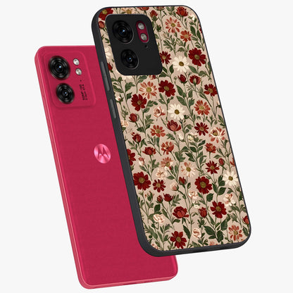 Biege Flower With Leaf Glass Case displayed in angled mockup highlighting minimal floral leaf design and elegant aesthetic.