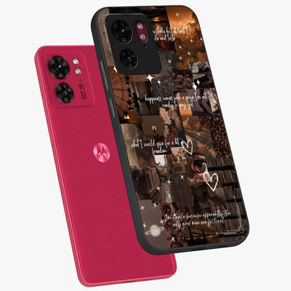 Bittersweet Aesthetic Chaos Glass Case displayed in angled mockup highlighting expressive abstract artwork and edgy aesthetic theme.