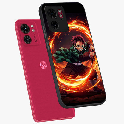 Blazing Sword Resolve Glass Case displayed in angled mockup highlighting powerful sword illustration and bold fantasy theme.