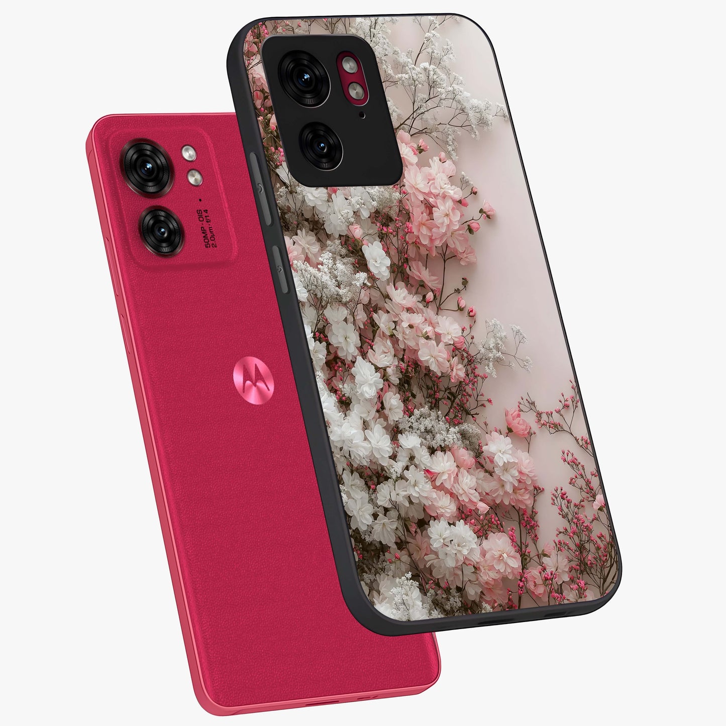 Blush Blossom Cloud Glass Case displayed in angled mockup highlighting soft cloud and blossom design with pastel aesthetic.