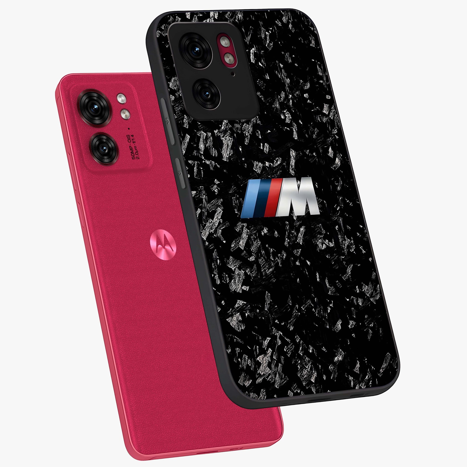 Carbon Speed Mark Glass Case displayed in angled mockup highlighting racing inspired carbon design and sleek aesthetic style.