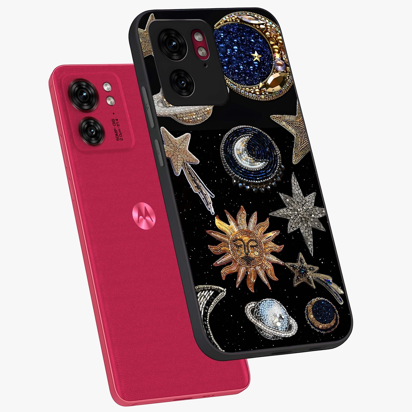 Celestial Gem Constellations Glass Case displayed in angled mockup highlighting gemstone inspired constellation design.