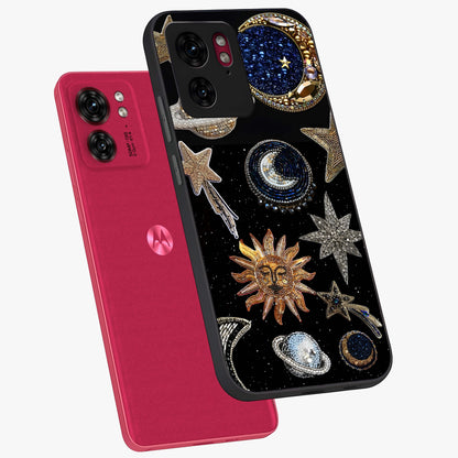 Celestial Gem Constellations Glass Case displayed in angled mockup highlighting gemstone inspired constellation design.