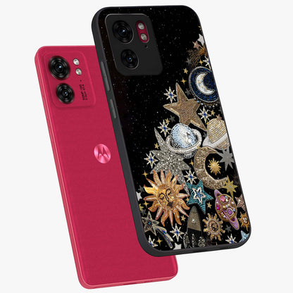 Cosmic Sparkle Dreams Glass Case displayed in angled mockup highlighting dreamy star sparkle design with celestial aesthetic.