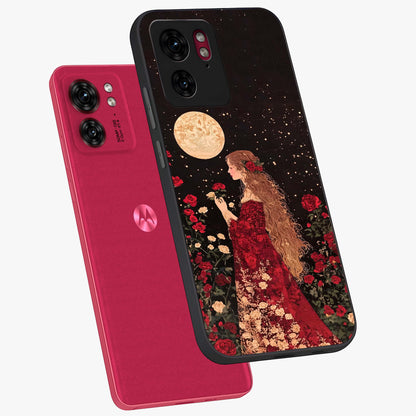 Crimson Dreams Glass Case displayed in angled mockup highlighting soft crimson aesthetic design with artistic theme.