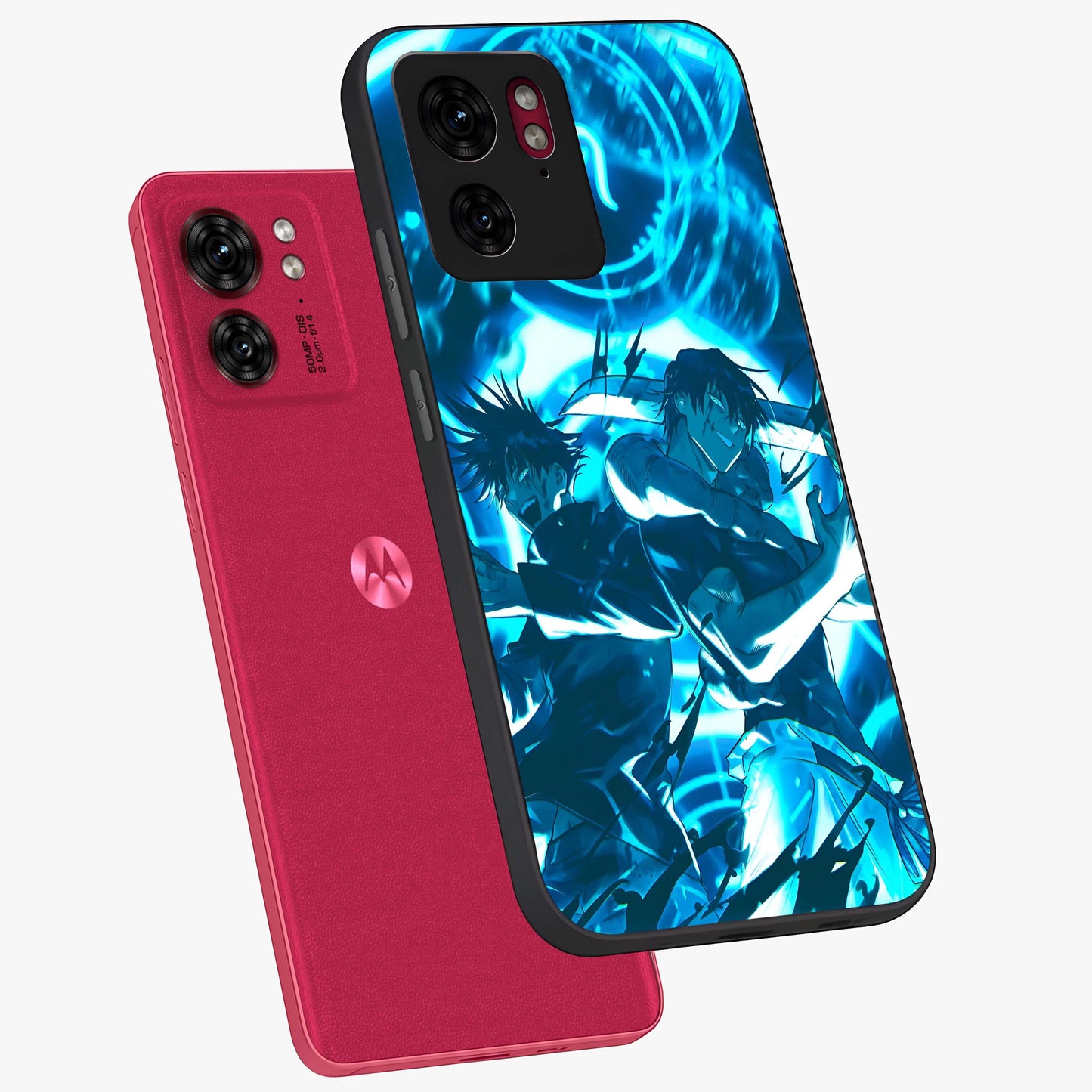 Cursed Energy Clash Glass Case displayed in angled mockup highlighting powerful battle inspired graphic with anime style aesthetic.