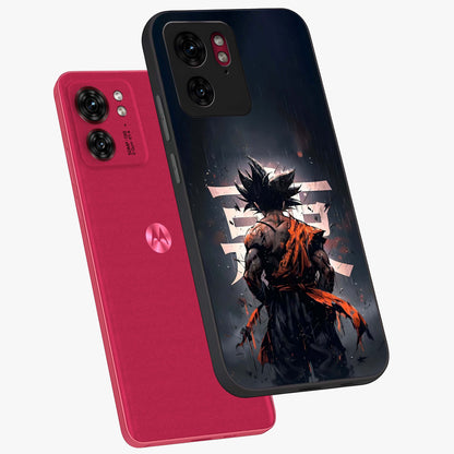 Dark Warrior In Rain Glass Case displayed in angled mockup highlighting dramatic warrior illustration with dark rain aesthetic.