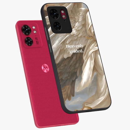 Divine Winged Grace Glass Case displayed in angled mockup highlighting graceful wing design with divine aesthetic style.